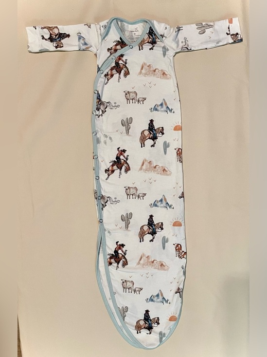 Copper Pearl Other - Baby Western Cowboy Sleep Sack - White with Blue Trim